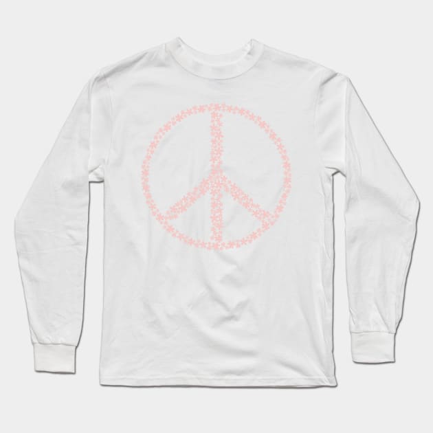 Floral Peace Sign - Pastel Blush Pink Long Sleeve T-Shirt by JuneNostalgia